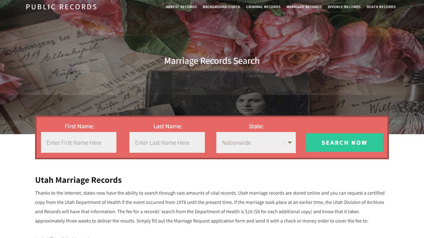 Utah Marriage Records | Enter Name and Search. 14Days Free